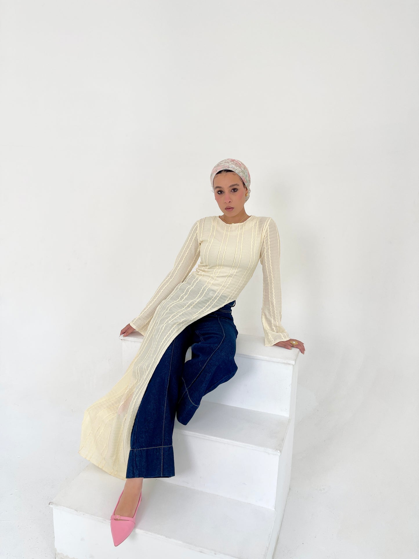 Side Slit Ruched Blouse