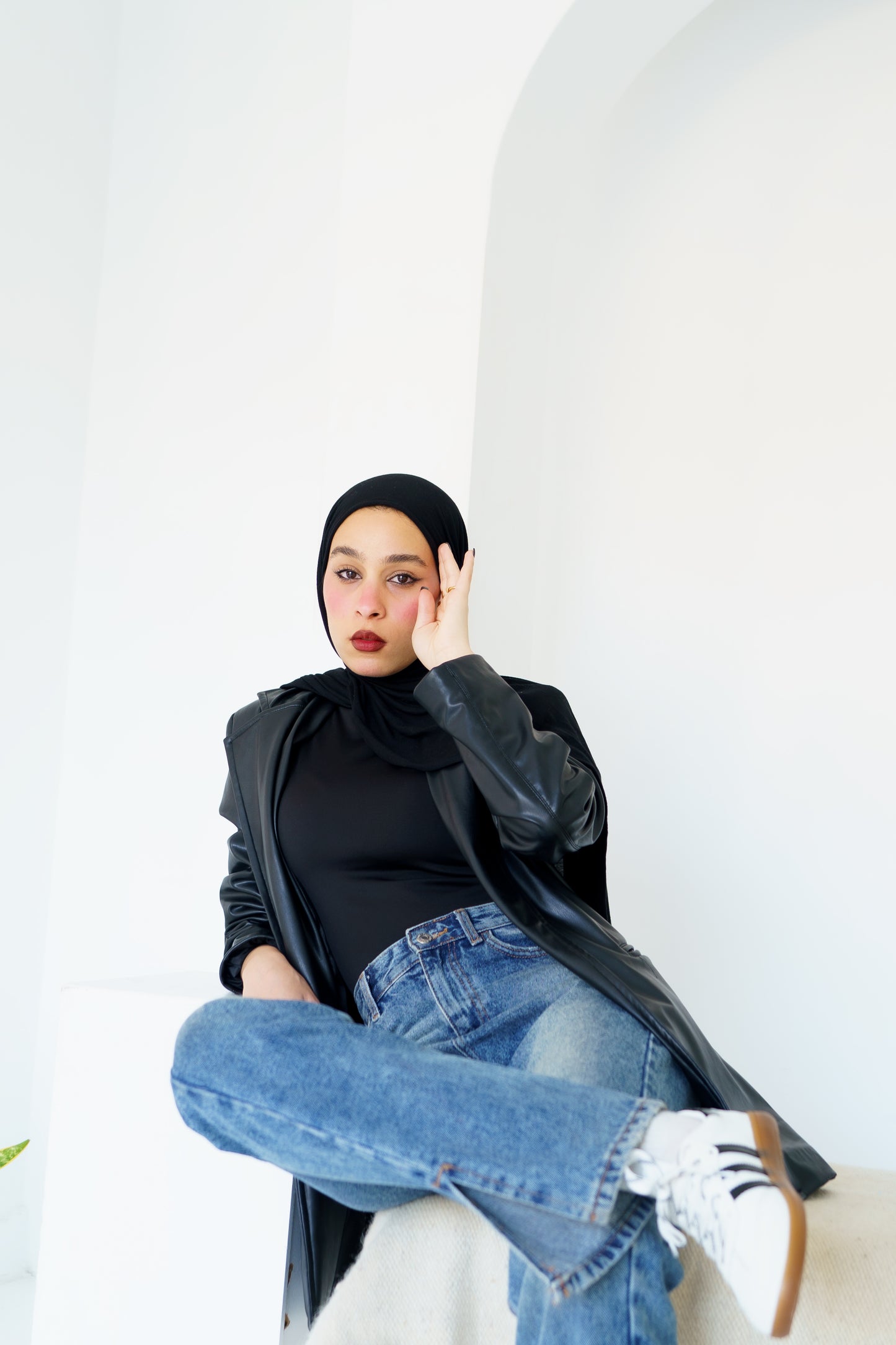 Black leather blazer