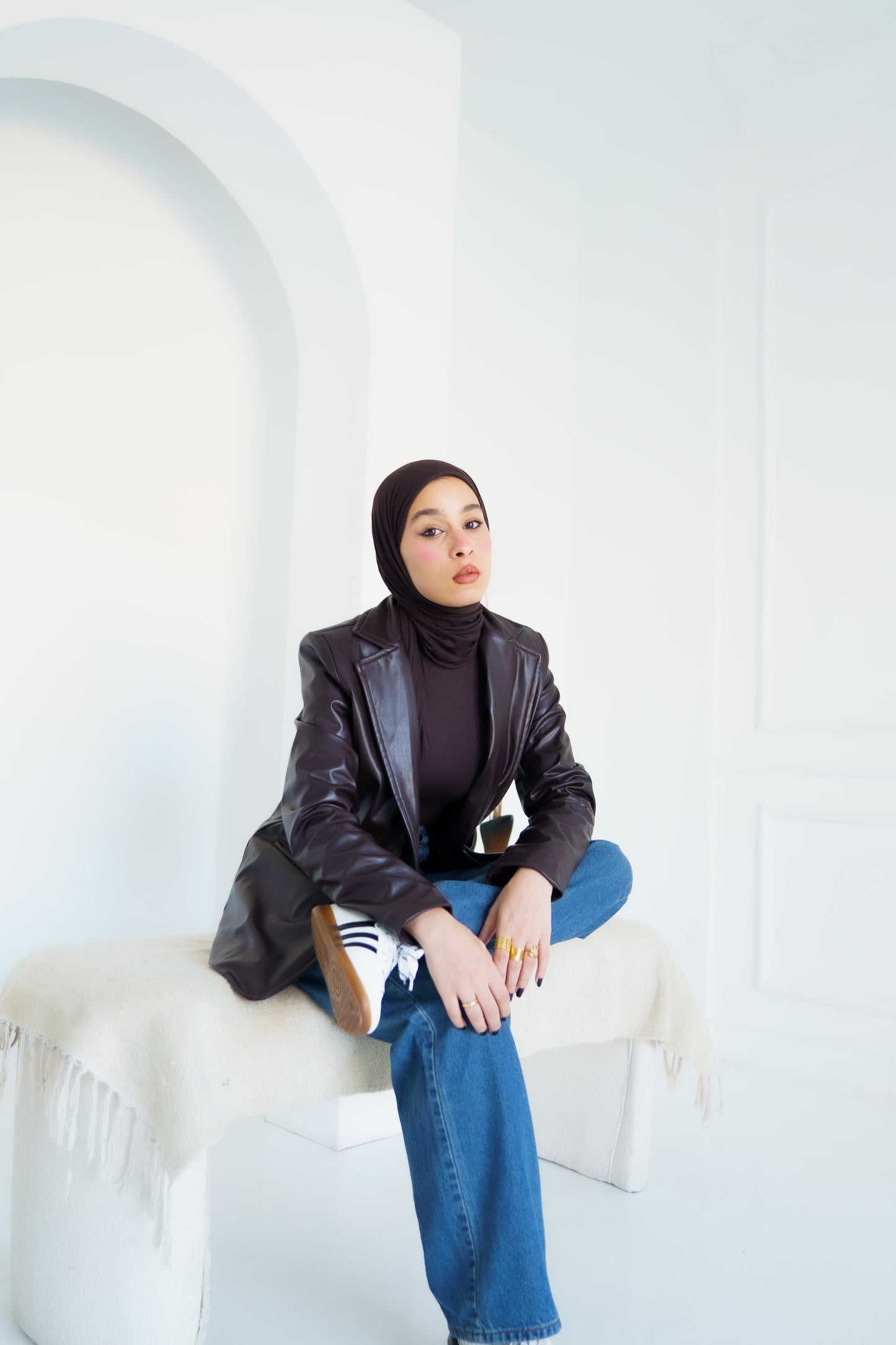 Brown leather blazer