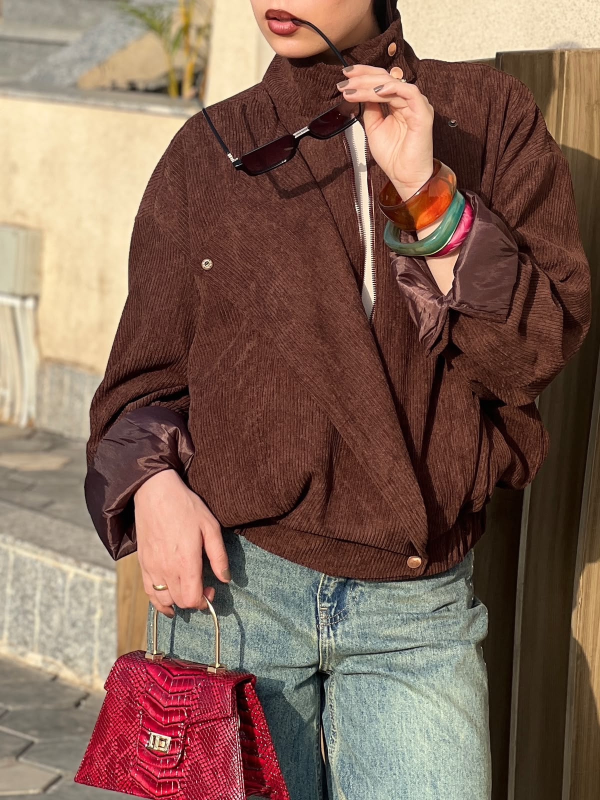 High neck collar with zipper