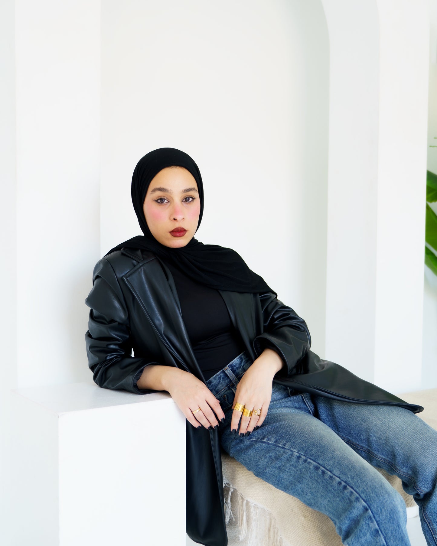 Black leather blazer