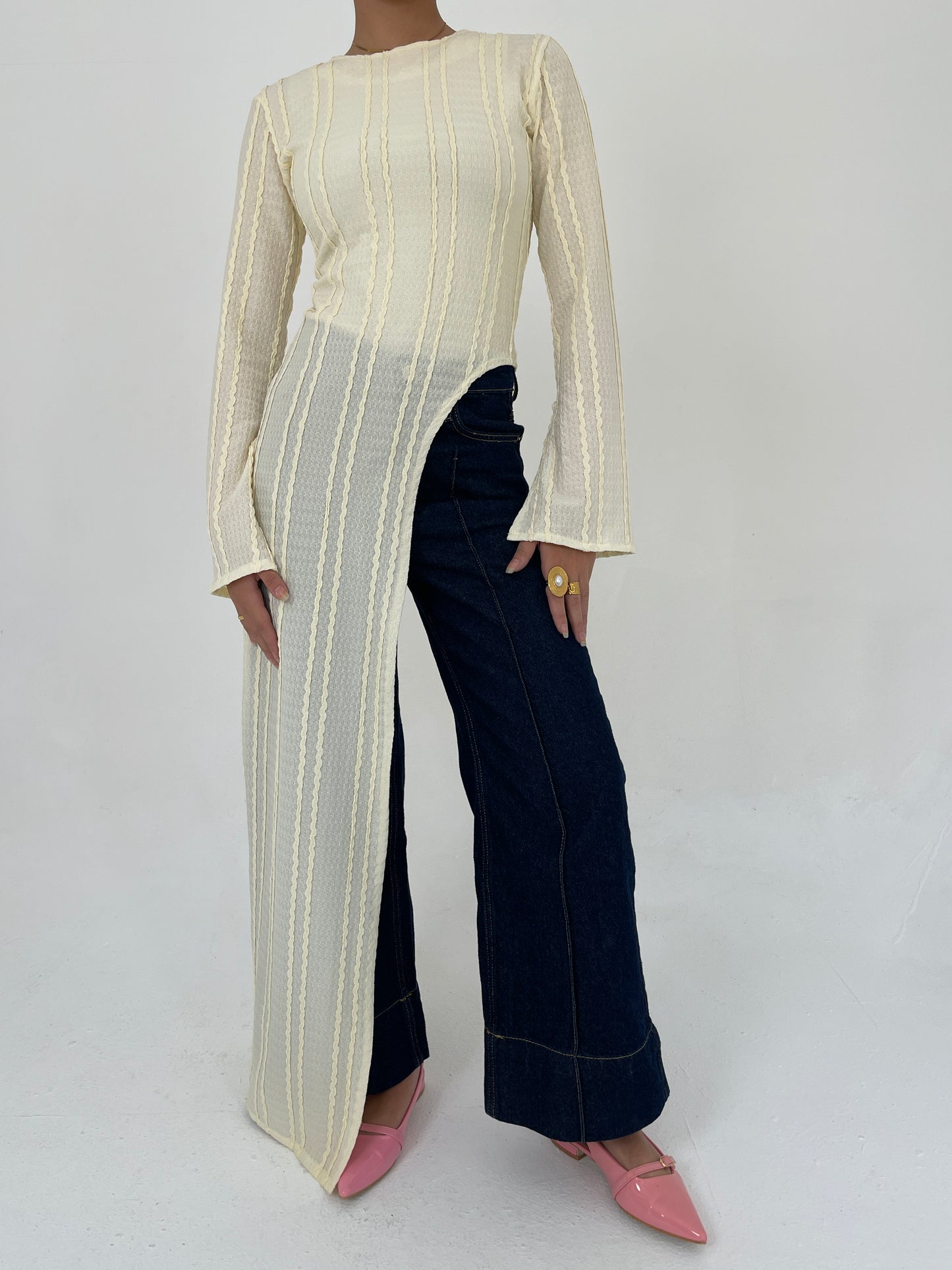 Side Slit Ruched Blouse